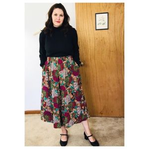 Vintage Patchwork Printed Cropped Culottes